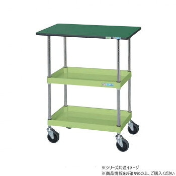 サカエ CSパールワゴン中量タイプ 天板付 グリーン CSP-7572TENU【メーカー直送：代金引換不可：同梱不可】【北海道・沖縄・離島は配達不可】