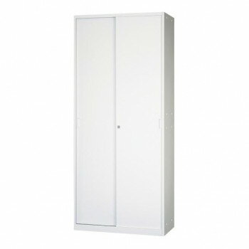 樂天商城 - 壁面収納家具/D:450・ホワイトタイプ 引違スチール戸/ラッチ仕様 H2100 棚板5枚付 ALPSホワイト色 COM-UASR-W21【メーカー直送：代金引換不可：同梱不可】【北海道・沖縄・離島は配達不可】