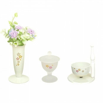 仏具・花4点セット アイボリー 340-004【メーカー直送：代金引換不可：同梱不可】【北海道・沖縄・離島..