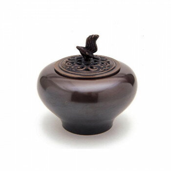 Buddhist Instruments - 日本香堂 香炉 寿型小鳥蓋 高岡銅器 79715【メーカー直送：代金引換不可：同梱不可】【北海道・沖縄・離島は配達不可】