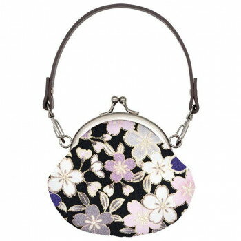 大西賢製販 Ripple ストラップ付き丸がま口財布 桜づくし 黒 GMG13-TM004【メーカー直送：代金引換不可：同梱不可】【北海道・沖縄・離島は配達不可】