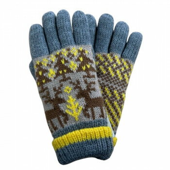 幼児用手袋(トドラー) 鹿柄 5指 グレ