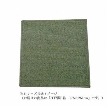 マカロンループ ループパイルカーペット 防ダニ抗菌防炎・床暖対応 グリーン 江戸間3帖 176×261【メーカー直送：代金引換不可：同梱不可】【北海道・沖縄・離島は配達不可】