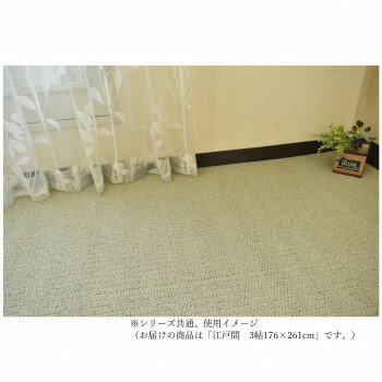 Mats - ニュープロテクト　ループパイルカーペット　抗菌防ダニ防臭・防汚・撥水防炎・床暖対応 グリーン 江戸間3帖176×261【メーカー直送：代金引換不可：同梱不可】【北海道・沖縄・離島は配達不可】