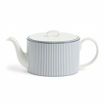 (B) Wedgwood　ウェッジウッド 　ジオブルー ティーポット ピンストライプホワイト　1079068【メーカー直送：代金引換不可：同梱不可】【北海道・沖縄・離島は配達不可】