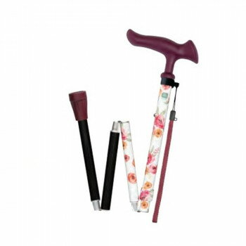 フジホーム　ステッキ　杖　かるがもファムII折畳　花柄ホワイト WB5223【メーカー直送：代金引換不可..