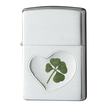 ZIPPO(ジッポー) オイルライター 四つ葉 本物のクローバー 銀サテーナ hope 希望 63260398【メーカー直送：代金引換不可：同梱不可】【北海道・沖縄・離島は配達不可】