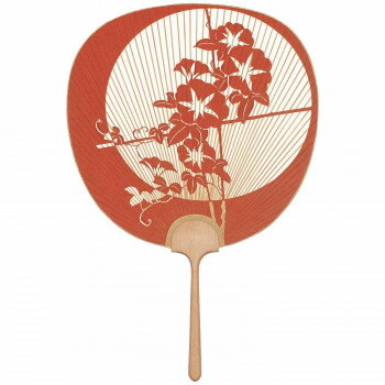 日本製(MADE IN JAPAN) うちわ 優美 (赤) 片面透かし 1163【メーカー直送：代金引換不可：同梱不可】【北海道・沖縄・離島は配達不可】