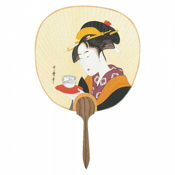 日本製(MADE IN JAPAN) うちわ 浮世絵 (湯呑) 2922【メーカー直送：代金引換不可：同梱不可】【北海道・沖縄・離島は配達不可】