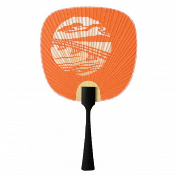 日本製(MADE IN JAPAN) 豆都うちわ 京めぐり(橙) 3504【メーカー直送：代金引換不可：同梱不可】【北海道・沖縄・離島は配達不可】