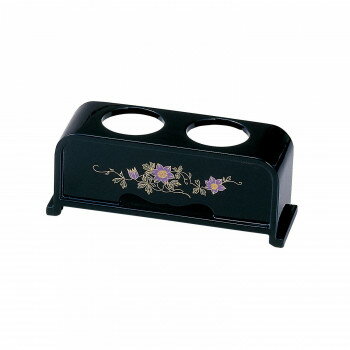Buddhist Instruments - 二ツ穴仏器台 黒/蒔絵 鉄仙 5206000126031【メーカー直送：代金引換不可：同梱不可】【北海道・沖縄・離島は配達不可】