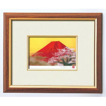 吉岡浩太郎絵画額(スタンド付) 赤富士桜・214009【メーカー直送：代金引換不可：同梱不可】【北海道・沖縄・離島は配達不可】