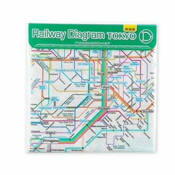 東京カートグラフィック 鉄道路線図 ハンカチ首都圏英語 RHSE【メーカー直送：代金引換不可：同梱不可..