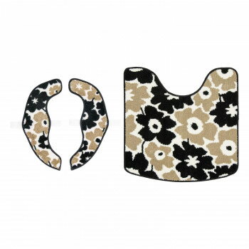 Toilet Mats - カキウチ SELECT JUST FIT ルルディ トイレ2点セット(便座マット・トイレマット) グレージュ 58×58cm+フリー【メーカー直送：代金引換不可：同梱不可】【北海道・沖縄・離島は配達不可】