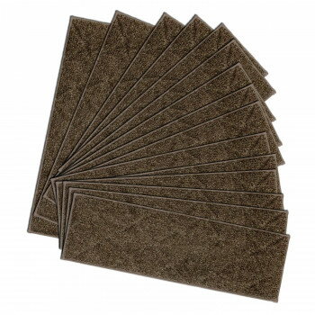 カキウチ ふわピタ階段マット ワイド 15枚入 ブラウン 22×70cm【メーカー直送：代金引換不可：同梱不可..