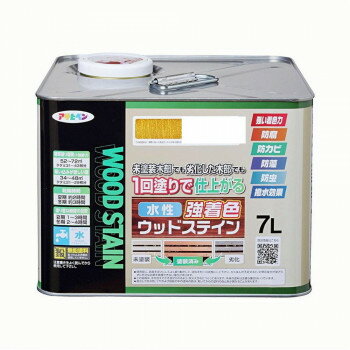 アサヒペン 木部塗料 水性強着色ウッドステイン 7L パイン 防カビ 防虫 防藻 撥水【メーカー直送：代金引換不可：同梱不可】【北海道・沖縄・離島は配達不可】