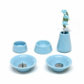 ペット仏具 仏具8点セット 陶器 ブルー 060020【メーカー直送：代金引換不可：同梱不可】【北海道・沖縄・離島は配達不可】