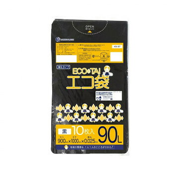 ECO TAI　エコ袋　90L KN-97 黒 10枚×40冊【メーカー直送：代金引換不可：同梱不可...