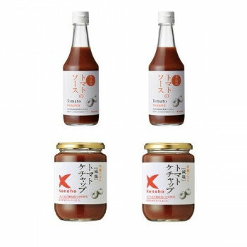 ケンシヨー 減塩トマトケチャップ 380g 2本 ＆ トマトのソース300ml 2本 計4本セット【メーカー直送：代金引換不可：同梱不可】【北海道・沖縄・離島は配達不可】
