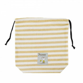 PEANUTS スヌーピー マチあり巾着 ボーダー ベージュ【メーカー直送：代金引換不可：同梱不可】【北海道・沖縄・離島は配達不可】