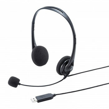 サンワサプライ USB ヘッドセット MM-HSU09BK【メーカー直送：代金引換不可：同梱不可】【北海道・沖縄・離島は配達不可】