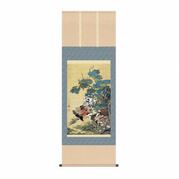 掛軸 伊藤若冲紫陽花双鶏図 54.5×153cm KZ2G9-034【メーカー直送：代金引換不可：同梱不可】【北海道・沖縄・離島は配達不可】