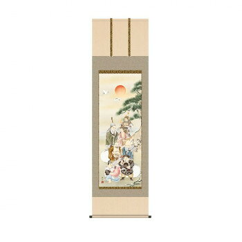 掛軸 緒方葉水 七福神 54.5×190cm KZ2D1-023【メーカー直送：代金引換不可：同梱不可】【北海道・沖縄・離島は配達不可】