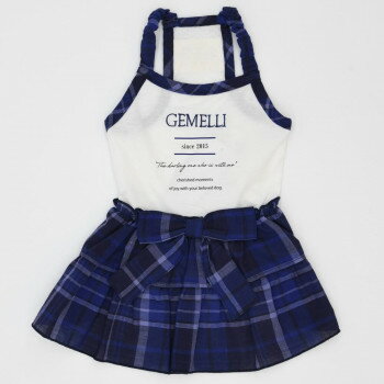 風衣 - （ペット） Gemelli COOL＆オーガニックチェックキャミワンピ ブルー L LGW348【メーカー直送：代金引換不可：同梱不可】【北海道・沖縄・離島は配達不可】