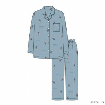 Cotton - ギャルソンヌ　レディスパジャマ　Candy Closet　ブロードハシビロコウ柄シャツ　サックス　261036Mサイズ【メーカー直送：代金引換不可：同梱不可】【北海道・沖縄・離島は配達不可】