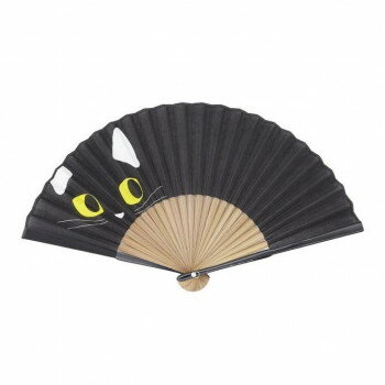 Rakuten - 大西賢製販 Ripple レディースプリント扇子 21cm 猫背 クロ S20-LN07【メーカー直送：代金引換不可：同梱不可】【北海道・沖縄・離島は配達不可】