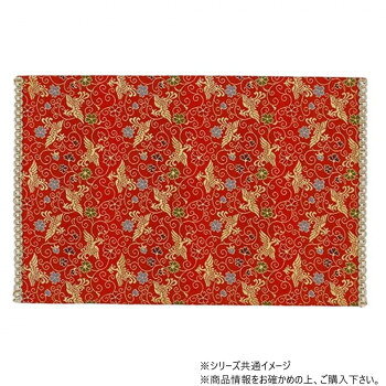 サカエ金襴　防炎加工経机掛　若葉型　20号　51.0×27.0　唐花に鳳凰　赤【メーカー直送：代金引換不可：同梱不可】【北海道・沖縄・離島は配達不可】