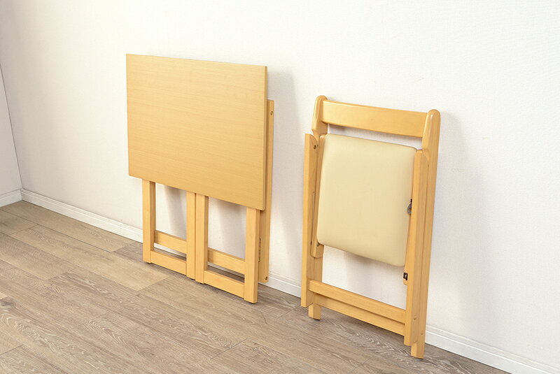 折りたたみデスク&チェア デスク:(約)幅70×奥行45×高さ69.5cm チェア:(約)幅41×奥行42×高さ64×座面高40cm VCT-7699NA 萩原 [3]
