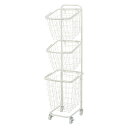 3段ランドリーラック (約)幅33×奥行39×高さ124cm KR-3971WH 萩原(3)