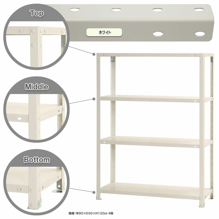 【ポイント10倍】スマートラック 幅90×奥行20×高さ120cm 4段 ホワイト NSTR-463-4 キタジマ [スチール棚 スチールラック オフィス家具 業務用 収納棚 収納ラック]【ポイントUP:2026年1月24日20:00～1月29日01:59まで】