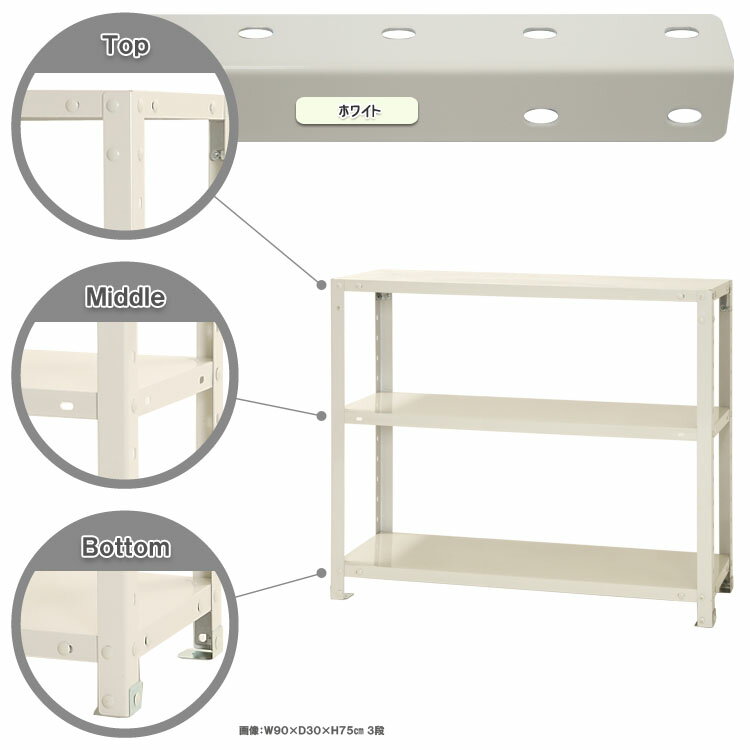 【ポイント10倍】スマートラック 幅90×奥行20×高さ75cm 3段 ホワイト NSTR-263-3 キタジマ [スチール棚 スチールラック オフィス家具 業務用 収納棚 収納ラック]【ポイントUP:2026年1月24日20:00～1月29日01:59まで】