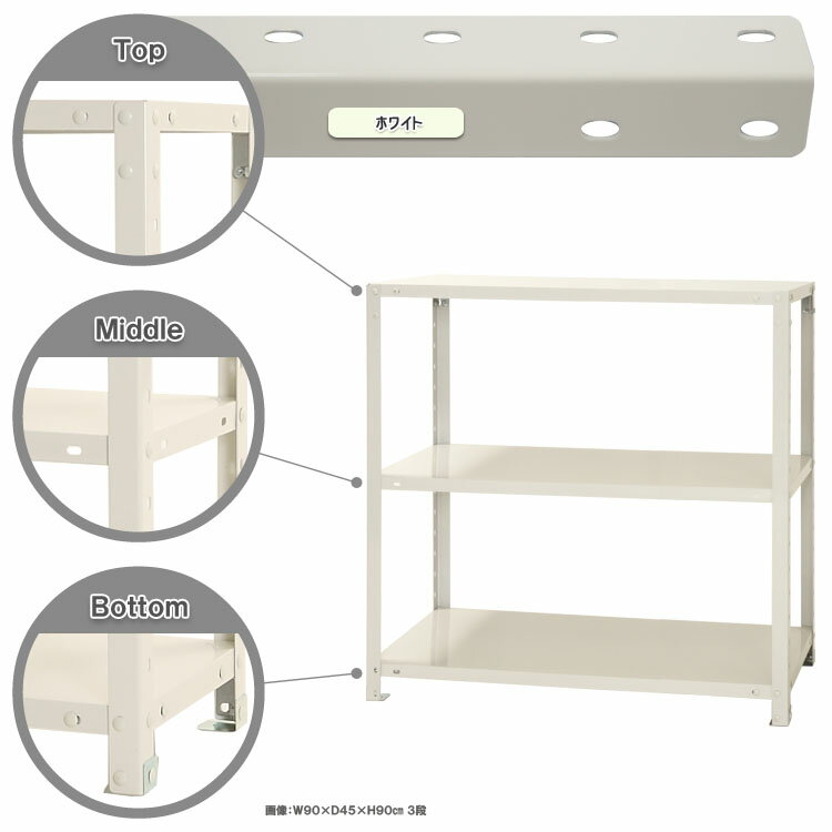 【ポイント10倍】スマートラック 幅90×奥行20×高さ90cm 3段 ホワイト NSTR-363-3 キタジマ [スチール棚 スチールラック オフィス家具 業務用 収納棚 収納ラック]【ポイントUP:2026年1月24日20:00～1月29日01:59まで】