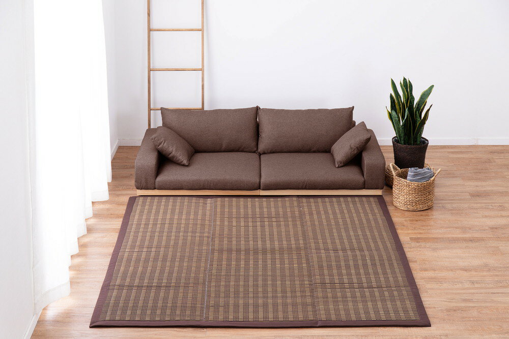 Character Pattern - い草コンパクトパフラグ(裏貼り) 仙名(せんな) ブルー サイズ180×180cm 萩原 [抗カビ 消臭 ホットカ-ペット／床暖房対応]