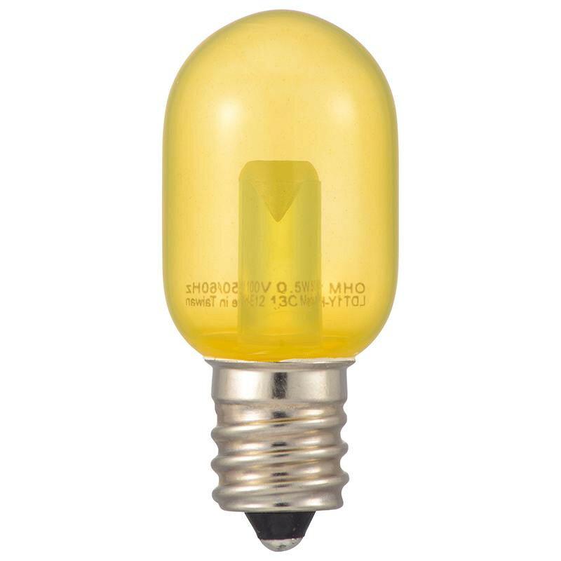 26 mm Cfl - OHM LEDナツメ球装飾用 T20/E12/0.5W/13lm/クリア黄色 LDT1Y-H-E12 13C【メーカー直送：代金引換不可：同梱不可】【北海道・沖縄・離島は配達不可】