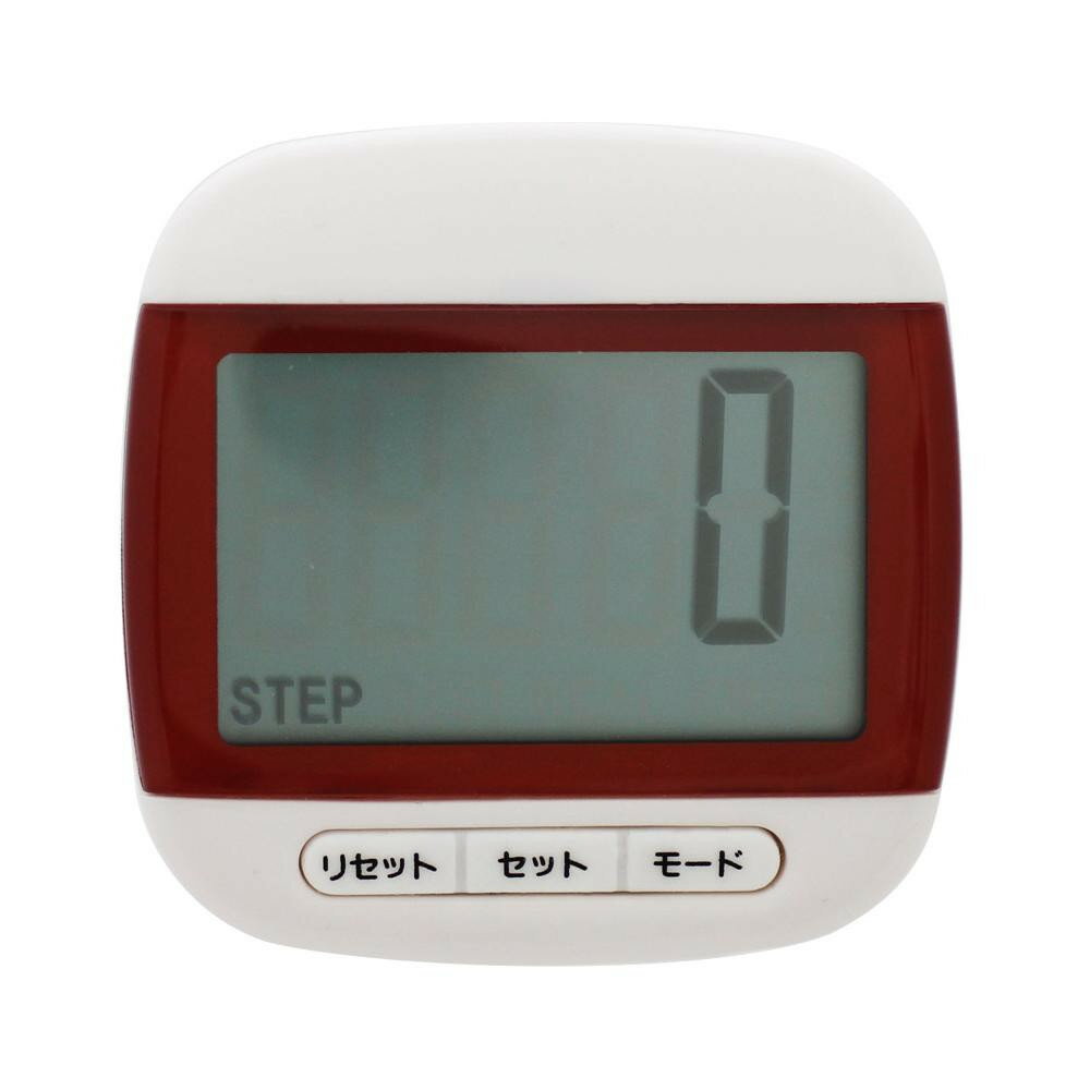 歩数計 消費カロリー表示 振り子式 クリップ付き レッド TS-P003-RD