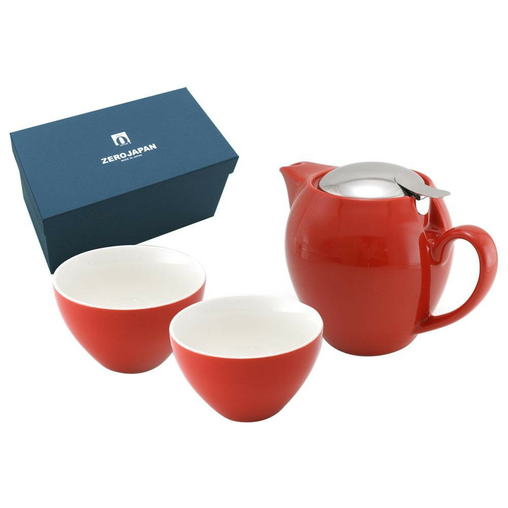 ZERO JAPAN ユニバーサルティーポット4人用+ティーカップワイド×2 ZG-003 TO・トマト【メーカー直送：代金引換不可：同梱不可】【北海道・沖縄・離島は配達不可】