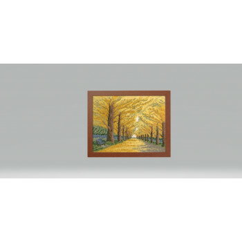 オリムパス オノエ・メグミ 刺しゅうキットシリーズ 木々の彩り　黄金色の散歩道・7493【メーカー直送..