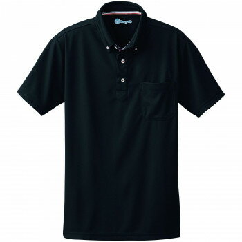 桑和 50391 半袖ボタンダウンポロシャツ(胸ポケット付き) Lサイズ ブラック(4) SOWA【メーカー直送：代金引換不可：同梱不可】【北海道..