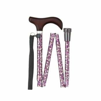 マキテック 充実ステッキ 折りたたみ・細身 黒花柄 FS-10KF【メーカー直送：代金引換不可：同梱不可】【北海道・沖縄・離島は配達不可】