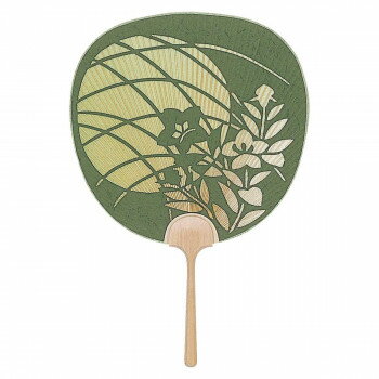 日本製(MADE IN JAPAN) 大型透かしうちわ 観月 (緑) 1111【メーカー直送：代金引換不可：同梱不可】【北海道・沖縄・離島は配達不可】