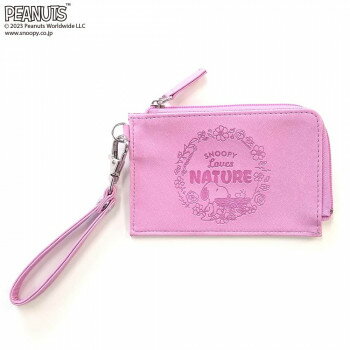 PEANUTS　スヌーピー　Fレザー(NATURE)　ジップケース(キーリング付き)　ピンク【メーカー直送：代金引換不可：同梱不可】【北海道・沖縄・離島は配達不可】