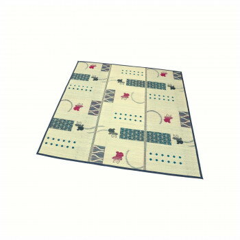 大島屋 い草ラグ 金魚涼み ブルー 180x180cm【メーカー直送：代金引換不可：同梱不可】【北海道・沖縄・離島は配達不可】