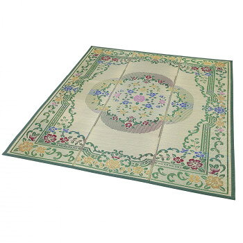 大島屋 い草ラグ グレイス グリーン 210x250cm【メーカー直送：代金引換不可：同梱不可】【北海道・沖縄・離島は配達不可】