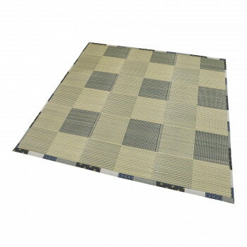 大島屋 い草ふっくらラグ 唐草市松 ブラック 180x230cm【メーカー直送：代金引換不可：同梱不可】【北海道・沖縄・離島は配達不可】