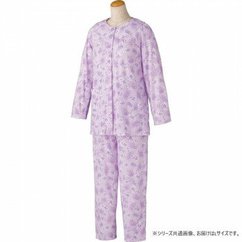 ケアファッション ワンタッチテープ+腰開きパジャマ(婦人) パープル L 9809212【メーカー直送：代金引..