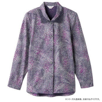 ケアファッション ワンタッチテープ後ろ長めブラウス(婦人) 青パープル L 82058222【メーカー直送：代..